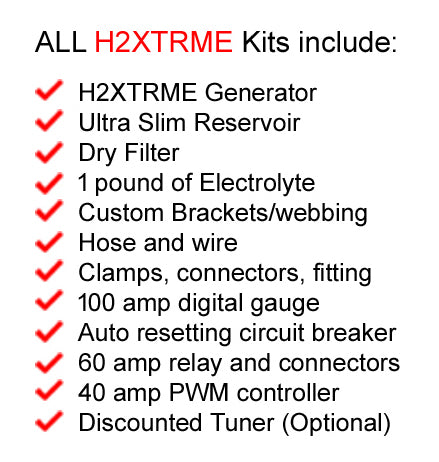 All of our HHO kits include this list of items to help you install your hho generator system quickly.